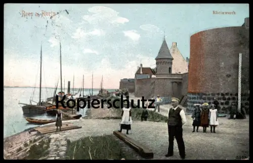 ALTE POSTKARTE REES AM RHEIN RHEINWERFT WERFT SCHIFFE BOOTE Schiff Boot Ansichtskarte AK cpa postcard