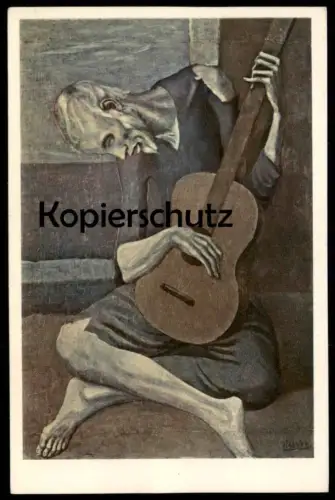 ÄLTERE KÜNSTLER POSTKARTE PABLO PICASSO DER ALTE GITARRENSPIELER GUITARRIST GITARRIST ART INSTITUTE OF CHICAGO postcard