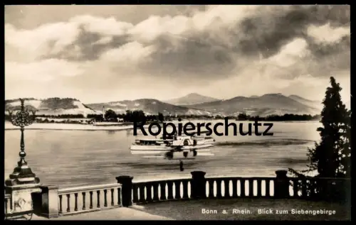 ALTE POSTKARTE BLICK VON BONN ZUM SIEBENGEBIRGE RHEIN Schiff Dampfer Ansichtskarte AK cpa postcard