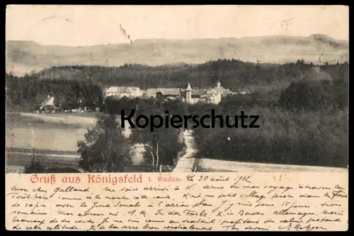 ALTE POSTKARTE GRUSS AUS KÖNIGSFELD IN BADEN SCHWARZWALD PANORAMA black forest foret-noire cpa postcard Ansichtskarte