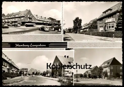 ÄLTERE POSTKARTE HAMBURG-LANGENHORN MOORREYE BEIM SCHÄFERHOF FLUGHAFENSTRASSE KIELSTÜCK VW KÄFER Ansichtskarte AK cpa