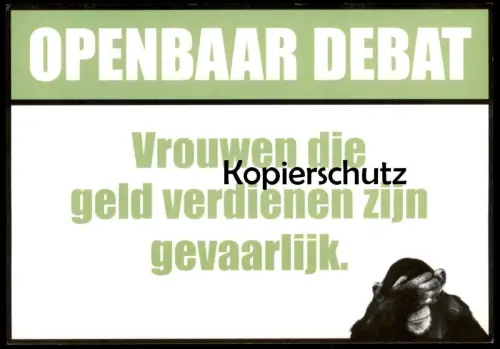 ÄLTERE POSTKARTE VROUWEN DIE GELD VERDIENEN ZIJN GEVAARLIJK FEMINISMUS HUMOR humour Affe ape Ansichtskarte postcard cpa