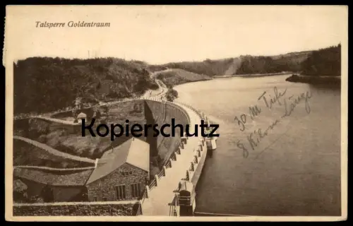 ALTE POSTKARTE TALSPERRE GOLDENTRAUM Złotniki Jezioro Złotnickie Zapora Złotnicka Polska Poland Polen Schlesien postcard