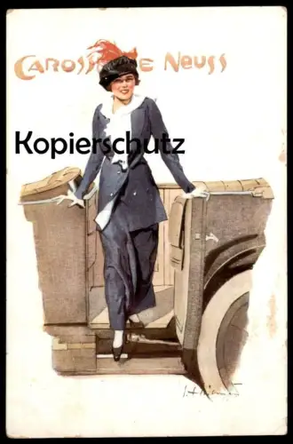 ALTE POSTKARTE JOS. NEUSS CAROSSERIE DAME HUT LUXUS-KAROSSERIEN BERLIN HALENSEE Ansichtskarte postcard cpa AK