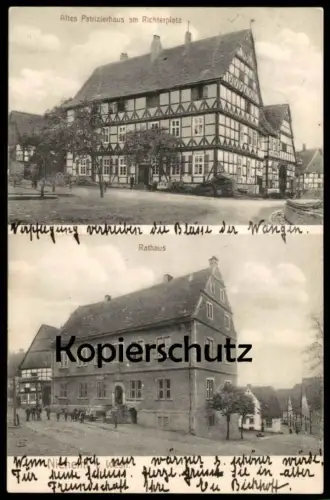 ALTE POSTKARTE NIEHEIM IN WESTFALEN ALTES PATRIZIERHAUS AM RICHTERPLATZ RATHAUS 1908 KREIS HÖXTER Ansichtskarte AK cpa