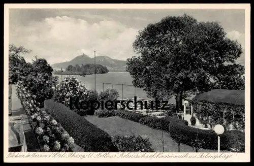 ALTE POSTKARTE ROLANDSECK BLICK VON DER TERRASSE HOTEL RHEINGOLD-BELLEVUE AUF SIEBENGEBIRGE Ansichtskarte cpa postcard