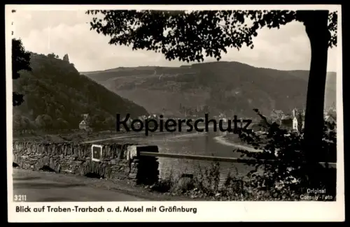 ALTE POSTKARTE TRABEN-TRARBACH AN DER MOSEL 1941 LANDSTRASSE RUINE GRÄFINBURG PANORAMA Ansichtskarte AK postcard cpa
