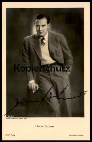 ALTE POSTKARTE HANS STÜWE AUTOGRAMM FILM-SCHAUSPIELER ATELIER SCHNEIDER BERLIN ROSS VERLAG actor acteur AK cpa postcard
