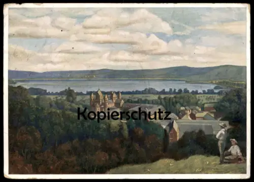 ALTE KÜNSTLER-POSTKARTE MARIA LAACH BENEDIKTINERABTEI BENEDIKTINER-ABTEI KLOSTER EIFEL GLEES Brohltal couvent AK cpa