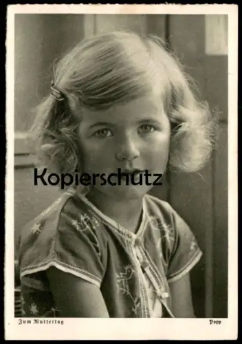 ALTE POSTKARTE ZUM MUTTERTAG MÄDCHEN MIT HAARSPANGE KIND 1937 POPP enfant child girl Ansichtskarte AK cpa postcard