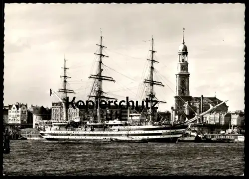 ÄLTERE POSTKARTE AUSLANDS-SEGLER SEGELSCHIFF HAFEN HAMBURG DREIMASTER SCHIFF three-mastered ship bateau sailing port