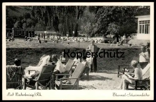 ALTE POSTKARTE BAD NIEDERBREISIG AM RHEIN THERMAL SCHWIMMBÄDER AKKORDEON SCHIFFERKLAVIER SCHWIMMBAD BAD FREIBAD BREISIG