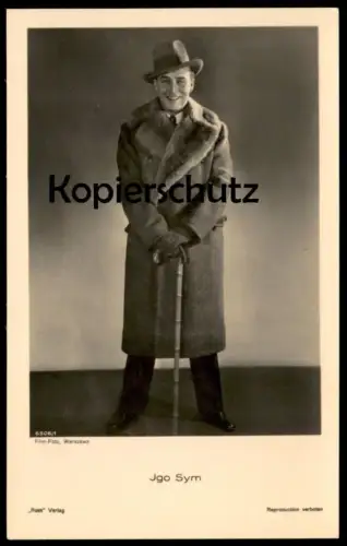 ALTE POSTKARTE JGO SYM IGO FILM-SCHAUSPIELER PELZ HUT ROSS VERLAG ATELIER FILM-FOTO WARSZAWA Warschau actor postcard
