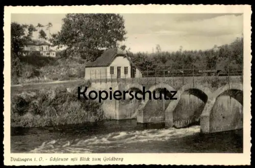 ÄLTERE POSTKARTE DÖTLINGEN IN OLDENBURG SCHLEUSE MIT BLICK ZUM GOLDBERG WEHR sluice écluse Ansichtskarte AK cpa postcard