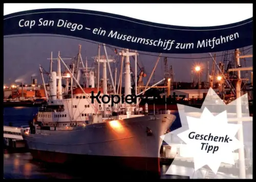 ÄLTERE POSTKARTE MS CAP SAN DIEGO FRACHTSCHIFF HAMBURG HAMBURGER MUSEUMSSCHIFF Schiff cargo ship postcard cpa AK