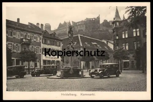 ALTE POSTKARTE HEIDELBERG KORNMARKT ADLER STANDARD 6 AUTOS AUTO OLDTIMER car cars Ansichtskarte AK cpa postcard
