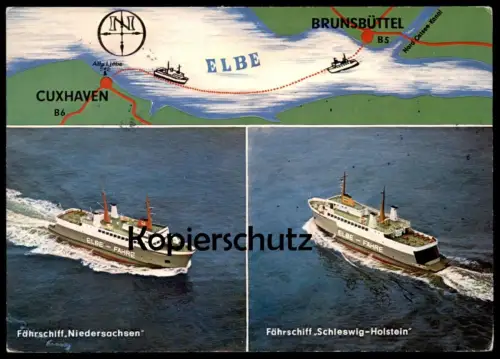 ÄLTERE POSTKARTE FÄHRSCHIFF NIEDERSACHSEN & SCHLEWIG-HOLSTEIN ELBE-FÄHRE ferry Schiff Motorschiff ship postcard AK