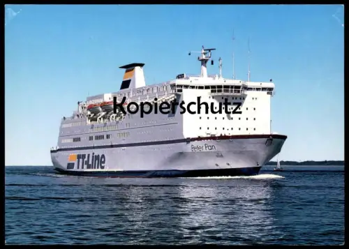 ÄLTERE POSTKARTE M.F. PETER PAN TT LINIE TRAVEMÜNDE & TRELLEBORG AUTOFÄHRE Schiff Motorschiff ship bateau postcard cpa