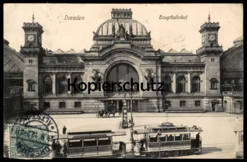ALTE POSTKARTE DRESDEN HAUPTBAHNHOF STRASSENBAHN REICHENBACHSTRASSE BLASEWITZ TRAM tramway Bahnhof station postcard AK