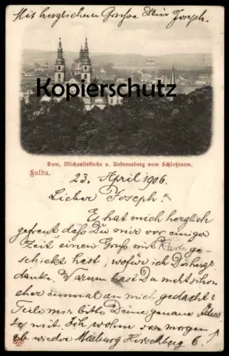 ALTE POSTKARTE FULDA DOM MICHAELISKIRCHE UND ANDREASBERG VOM SCHLOSSTURM 1906 PANORAMA Ansichtskarte cpa postcard AK