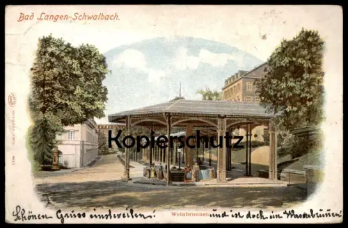 ALTE LITHO POSTKARTE BAD LANGEN-SCHWALBACH WEINBRUNNEN Brunnen Langenschwalbach Ansichtskarte AK cpa postcard