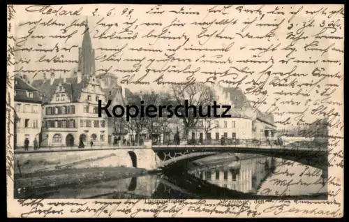 ALTE POSTKARTE STRASSBURG 1899 THOMASSTADEN PANORAMA PONT BRÜCKE BAHNPOST-STEMPEL Ansichtskarte postcard AK cpa