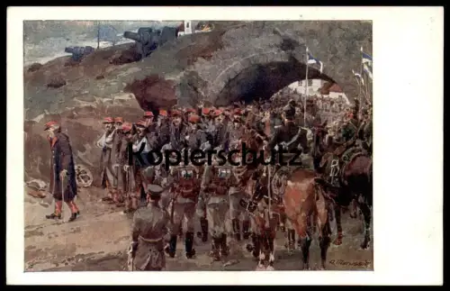 ALTE POSTKARTE OFFIZIER MIT SOLDATEN ANTON MARUSSIG MILITÄR REITER MILITARY Soldat Soldats Soldier Soldiers postcard cpa