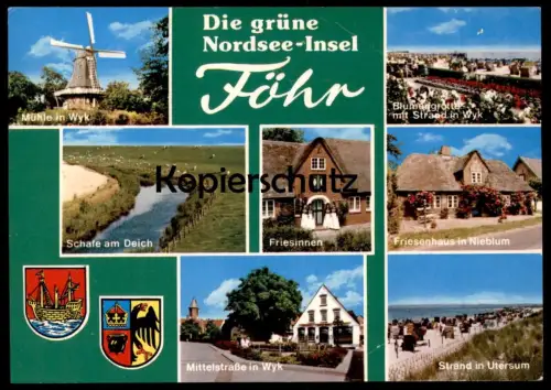 ÄLTERE POSTKARTE DIE GRÜNE NORDSEE-INSEL FÖHR WINDMÜHLE IN WYK FRIESENHAUS UTERSUM mole moulin mill windmill AK postcard