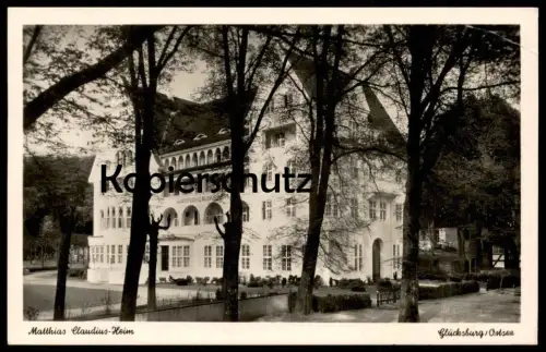 ÄLTERE POSTKARTE GLÜCKSBURG OSTSEE MATTHIAS-CLAUDIUS-HEIM Ansichtskarte AK postcard cpa