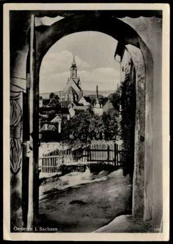 ALTE POSTKARTE OEDERAN IN SACHSEN TORDURCHBLICK PANORAMA Ansichtskarte AK postcard cpa
