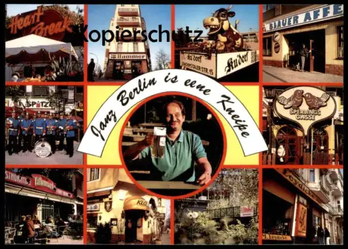 ÄLTERE POSTKARTE JANZ BERLIN IS EENE KNEIPE HAMMER KU'DORF BLAUER AFFE KLO HEART BREAK ZILLEMARKT LEYDICKE postcard cpa