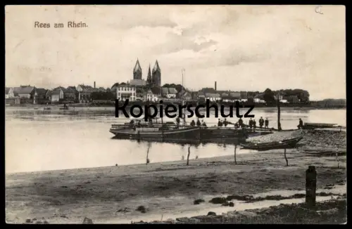 ALTE POSTKARTE REES AM RHEIN SCHIFF FÄHRE BOOT Ansichtskarte AK cpa postcard