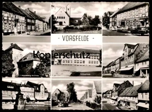 ÄLTERE POSTKARTE VORSFELDE LANGESTRASSE KARL HOHLS HOTEL DEUTSCHES HAUS VW KÄFER AM ENGELHOP MARKT AMTSTRASSE WOLFSBURG
