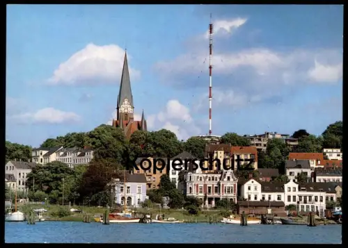 ÄLTERE POSTKARTE FÖRDESTADT FLENSBURG BLICK AUF JÜRGENSBY PANORAMA FUNKMAST Ansichtskarte AK postcard cpa