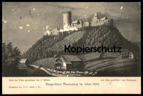 ALTE POSTKARTE BORGHOLZHAUSEN BURGSCHLOSS RAVENSBERG IM JAHR 1839 Burg Schloss Müller Neelmeyer Ansichtskarte AK cpa