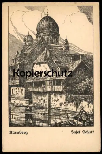 ALTE KÜNSTLER POSTKARTE NÜRNBERG INSEL SCHÜTT FEDERZEICHNUNG VIKTOR SCHMIGALLE JENA Ansichtskarte AK cpa postcard