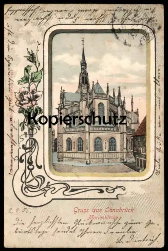 ALTE JUGENDSTIL POSTKARTE GRUSS AUS OSNABRÜCK MARIENKIRCHE 1905 church Ansichtskarte AK cpa postcard