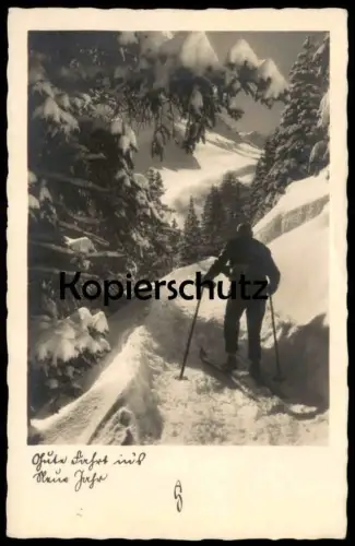 ALTE POSTKARTE GUTE FAHRT INS NEUE JAHR! NEUJAHR SKIWANDERN SKIFAHREN faire du ski skiing Ansichtskarte AK cpa postcard