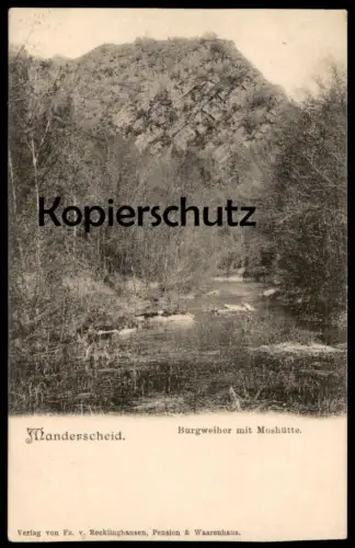 ALTE POSTKARTE MANDERSCHEID EIFEL BURGWEIHER MIT MOSHÜTTE Teich Weiher Ansichtskarte cpa postcard AK