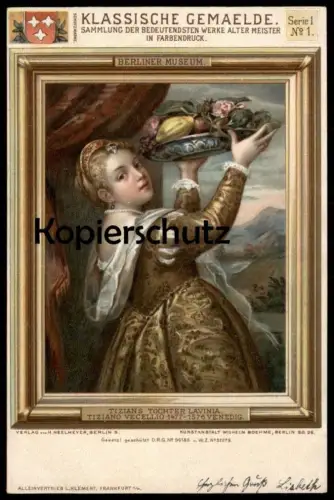 ALTE POSTKARTE KLASSISCHE GEMÄLDE TIZIAN'S TOCHTER LAVINIE TIZIANO VECELLIO VENEDIG BERLIN BERLINER MUSEUM AK postcard