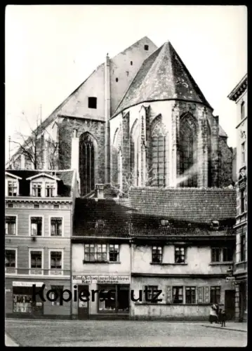 ÄLTERE POSTKARTE MAGDEBURG PETRIFÖRDER PETRIKIRCHE RIND- SCHWEINSCHLÄCHTEREI KARL HAHMANN MAGGI SCHILD Ansichtskarte