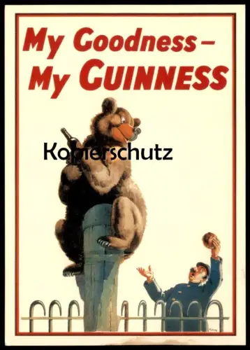 ÄLTERE POSTKARTE TEDDY BÄR HUMOR MY GOODNESS MY GUINNESS BIER beer