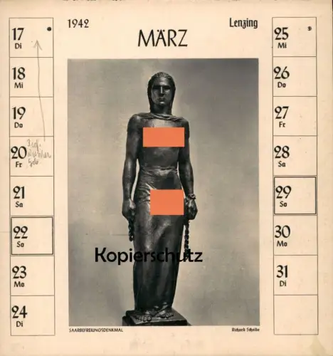 ALTE POSTKARTE RICHARD SCHEIBE 1942 SAARBEFREIUNGSDENKMAL SAARBEFREIUNG DEUTSCHE PLASTIK Bildhauer sculpteur sculptor