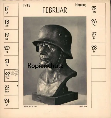 ALTE POSTKARTE LOUISE STREY 1942 BÜSTE DEUTSCHER SOLDAT DEUTSCHE PLASTIK Bildhauerin Luise sculpteur sculptor postcard
