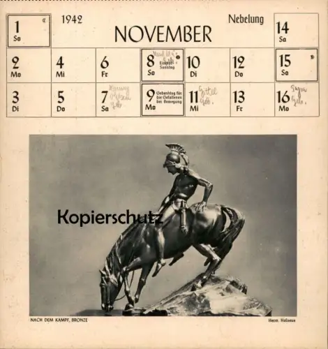 ALTE POSTKARTE HERMANN HOSAEUS 1942 NACH DEM KAMPF SOLDAT BRONZE DEUTSCHE PLASTIK Bildhauer sculpteur sculptor AK cpa