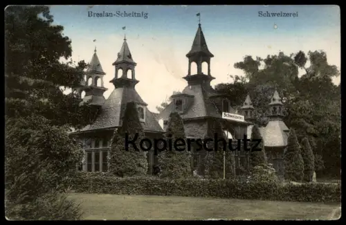 ALTE POSTKARTE BRESLAU SCHEITNIG SCHWEIZEREI FELDPOST 1916 Landwehr-Infanterie Wroclaw Brassel postcard AK Ansichtskarte