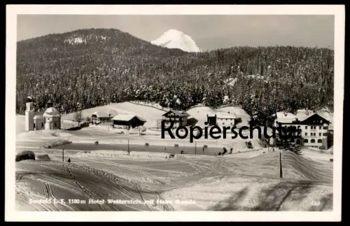 ALTE POSTKARTE SEEFELD IN TIROL HOTEL WETTERSTEIN MIT HOHE MUNDE WINTER SCHNEE hoher Munde AK Ansichtskarte postcard cpa