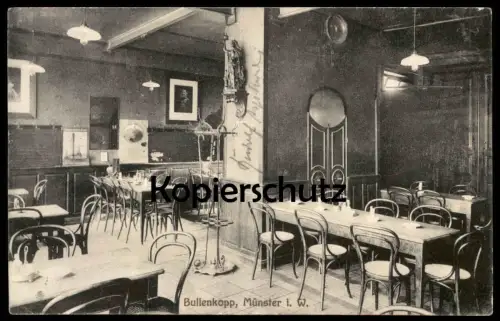 ALTE POSTKARTE MÜNSTER WESTFALEN RESTAURATION KNEIPE BULLENKOPP INNENANSICHT Bullenkopf Ansichtskarte AK postcard cpa