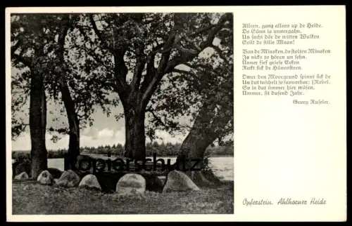 ALTE POSTKARTE AHLHORNER HEIDE ENGELMANNSBÄKE OPFERSTEIN HEIDENOPFERSTEIN GROSSSTEINGRAB GRAB VISBEK funeral AK postcard