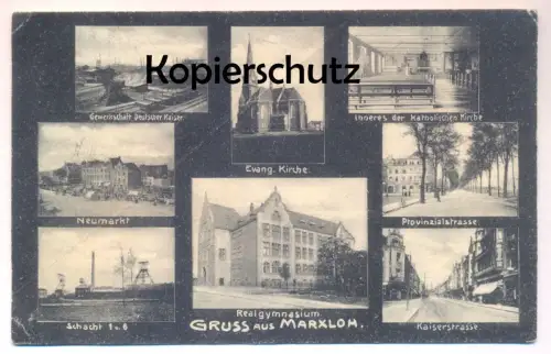 ALTE POSTKARTE GRUSS AUS MARXLOH SCHACHT 1 UND 6 GEWERKSCHAFT DEUTSCHER KAISER REALGYMNASIUM DUISBURG Ansichtskarte AK